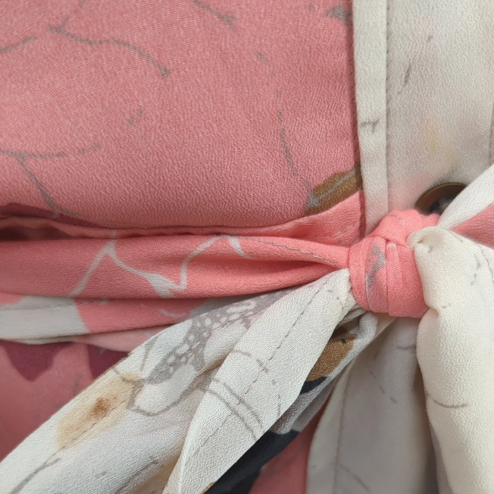 Banana Republic Coral Pink & Black Floral Maxi Shirt Dress - Picture 5 of 9